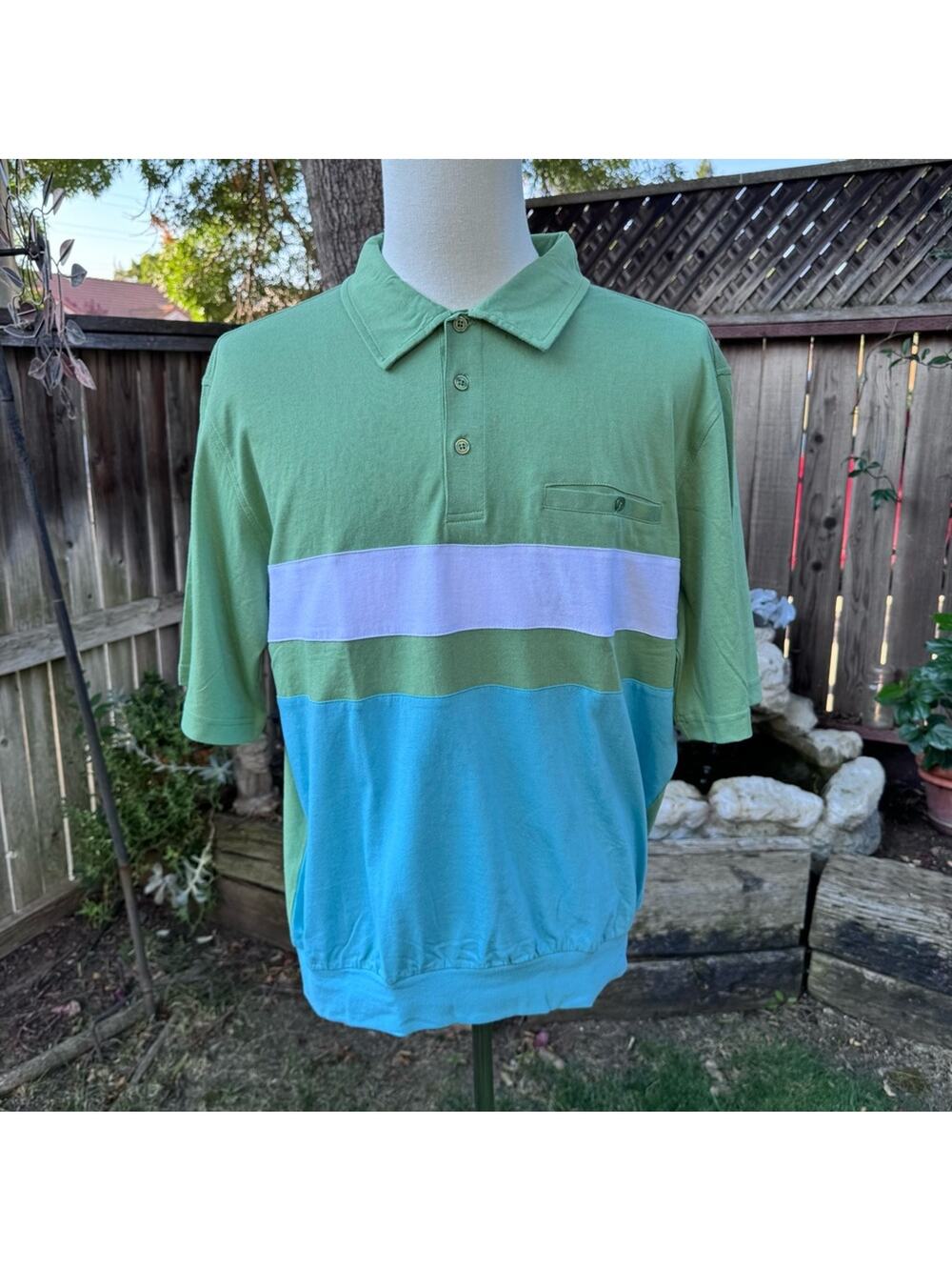 Vintage Haband Casual Joe Multicolor Short Sleeve Polo Shirt Mens Size Large